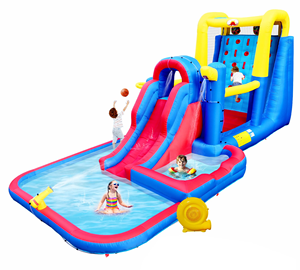 Lâu đài nhảy bơm hơi với những bức tường leo núi đá lớn nhà bouncy với máy thổi mục tiêu đôi và đá bóng rổ - Product Image 4