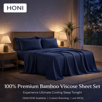 Ensemble de draps HONI 100% rayonne de bambou, tissu sergé, couleur unie, résistant aux plis, qualité hôtel de luxe, toutes saisons, certifié OEKO-TEX
