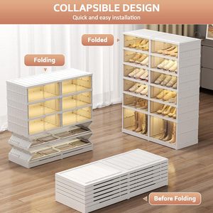 Customizable 9-Tier Durable Eco-Friendly <b>Plastic</b> Shoe Organizer Magnetic Closure Easy-to-Install Foldable Living Room Shoe - Product Image 5