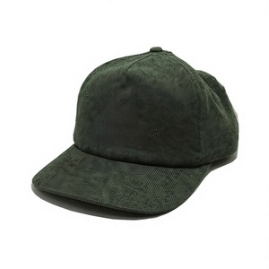 Wholesale Blank Custom Logo Corduroy Hat Olive Green Unstructured 5 Panel Mid Profile <b>Plain</b> Baseball <b>Cap</b> for Embroidery - Product Image 1