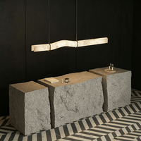 Suspension moderne personnalisée en albâtre ondulé linéaire, hauteur réglable, pour table, villa, salle à manger, îlot de cuisine, luminaire d'intérieur