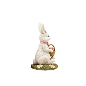 Figurine <span class=keywords><strong>de</strong></span> <span class=keywords><strong>lapin</strong></span> assis mignon personnalisée - Décoration <span class=keywords><strong>de</strong></span> Pâques en résine <span class=keywords><strong>de</strong></span> qualité supérieure avec base florale et panier à œufs, idéale pour l'exposition - Product Image 5