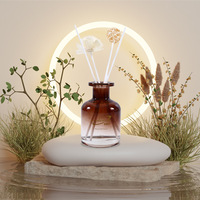 Difusor de Aroma Sostenible de Vidrio Negro de 200 ml, con Varillas de Material Natural, para el Hogar, Spa, Hotel, Oficina, OEM