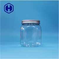 Pot en plastique PET de forme polygonale de 820 ml pour bonbons rocheux, noix, en-cas, aliments en conserve avec couvercle en plastique, étanche, sans BPA, qualité alimentaire