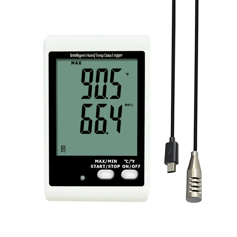 Depolama için ses ve ışık Alarm veri kaydedici ile DWL-20E harici prob büyük LCD sıcaklık ve nem sensörü termometre
