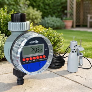 Temporizador de Riego Electrónico <span class=keywords><strong>Aqualin</strong></span> Modelo 21026A, Operado con Batería, 8 Programas, Pantalla LCD, Controlador de Riego Impermeable para Jardín y Manguera Exterior - Product Image 1