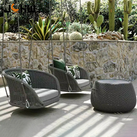 Fauteuil suspendu moderne en corde tressée avec structure en alliage d'aluminium pour patio, villa, resort, jardin, balcon, piscine, extérieur