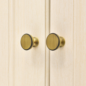 French Style <b>Brass</b> Cabinet <b>Knobs</b> Round Vintage Wardrobe Drawer Handles Durable Single Hole Installation - Product Image 2