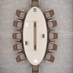 Bàn hội nghị sơn mài cao cấp hiện đại Thiết kế hình bầu dục Bàn họp bàn văn phòng sang trọng với Bộ ghế - Product Image 1