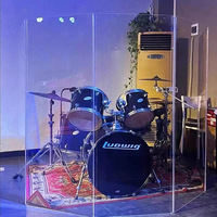 Écran de protection pliable en acrylique transparent pour batterie, barrière d'isolation acoustique claire, écran de séparation pour accessoires de scène en direct