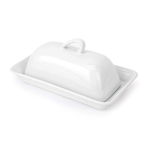 Calcomanía navideña personalizada plato de mantequilla blanco de porcelana de cerámica con tapa - Product Image 3