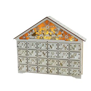 Gỗ Tự Nhiên <span class=keywords><strong>Advent</strong></span> Lịch Với Ánh Sáng LED Kỳ Nghỉ Cảnh Đếm Ngược Lịch Cho Giáng Sinh Hộp Gỗ Và Tường Dấu Hiệu - Product Image 2