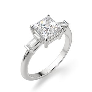 Anillo de compromiso de tres piedras de moissanita de corte princesa para cumpleaños o regalo de aniversario de novia - Product Image 2