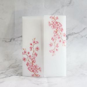 Invitation de mariage en vélin floral à motif de fleurs de cerisier, impression personnalisée, enveloppe en vélin translucide, carte d'invitation de mariage pour fête de mariage - Product Image 4