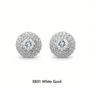 Orecchini E831 in Oro Bianco con Diamanti Taglio Brillante Rotondo, Stile Classico da Sposa per Donna - Product Image 1