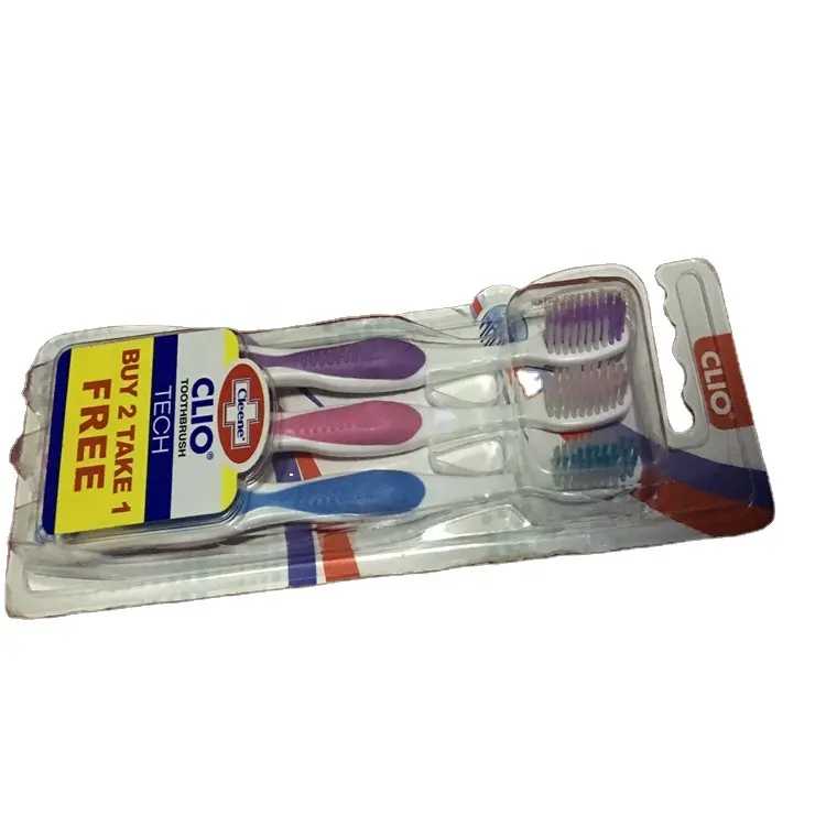 2021 China Stock Einweg-Zahnbürste aus Kunststoff Verpackung Clear Blank Blister Card