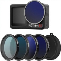 Kit de filtres ND pour Osmo Action 5 Pro/4-5411 |   Lot de 5 CPL+FS ND8/ND16/ND32+Coque en silicone pour objectif à fixation rapide Polarisant Neutre