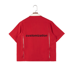 <span class=keywords><strong>Camicia</strong></span> con colletto cubano <span class=keywords><strong>Botton</strong></span> up rossa <span class=keywords><strong>bianca</strong></span> Culor partita che blocca <span class=keywords><strong>camicia</strong></span> da Bowling a manica corta con due tasche - Product Image 2