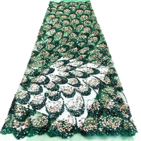 Tissu en maille tricotée 100 % polyester, brodé de perles et de sequins, écologique et luxueux, pour robes sexy