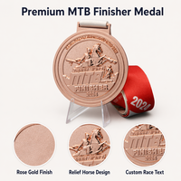 Médaille de finisseur VTT personnalisée en alliage de zinc or rose, ronde, pour course cycliste, tournoi sportif, récompense souvenir OEM
