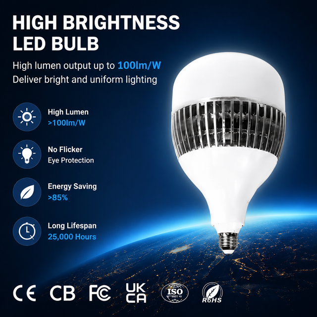 Wide Voltage AC85-265V High Power T LED Bulb Aluminum Fin Cooling Design High Lumen Lamp for Factory Engineering Mass Supply