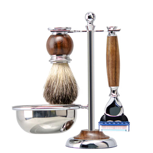 Zy Premium Scheermesset Voor Heren <span class=keywords><strong>Mach</strong></span> <span class=keywords><strong>5</strong></span> Scheermes Met Dassen Haarborstel Zware Basis Scheerstandaard Geschenkset - Product Image 1