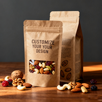 Sacs alimentaires en papier kraft personnalisés, autoportants, avec fermetures à glissière refermables, adaptés à l'emballage des noix et des fruits secs