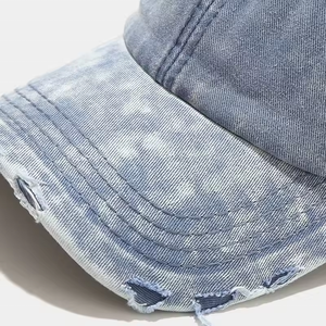 Wholesale Blank Worn Out Washed Style Sunhat 6 Panels Baseball Cap Distressed Faded Denim <strong>Dad</strong> <strong>Hat</strong> Jean Blue Trucker <strong>Hat</strong> - Product Image 3