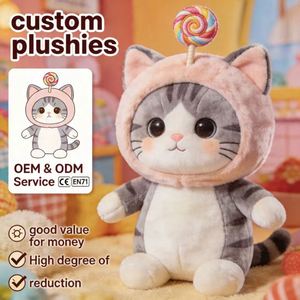 Peluche chat sucette personnalisée en gros, poupée en peluche haute fidélité avec certification OEM ODM et CE EN71 - Product Image 1