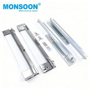 Kim loại trượt ngăn kéo hộp sản xuất có thể điều chỉnh mềm đóng kim loại đôi tường ngăn kéo Hướng dẫn hệ thống trượt cho tủ bếp - Product Image 2