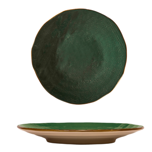SERIE MEDITERRANEA - Piatto da Dessert in Gres Verde Scuro, Diametro 20cm, Altezza 3cm - Product Image 1