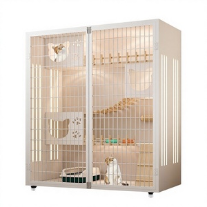 Jaula y Casa para Gatos de Interior de Madera Cerrada Personalizable de Alta Calidad, Multifuncional con Poste Rascador y Balcón - Product Image 3