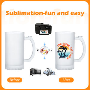 كوب زجاجي مصنفر 16 أونصة من الولايات المتحدة مع مقبض للتتسام في يوم الأب زجاج فارغ يمكن أن يكون فنجان - Product Image 5