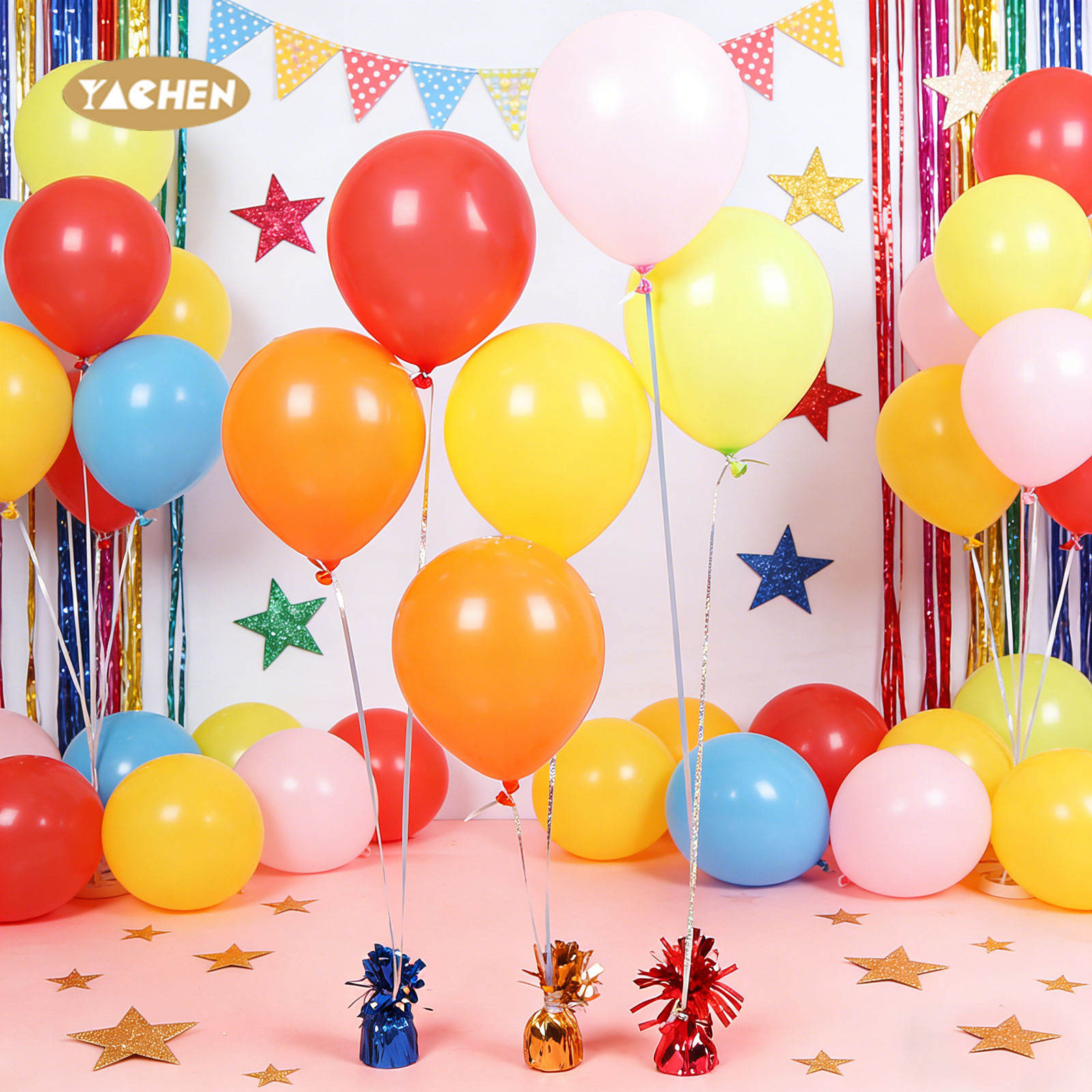 YACHEN Party Decoration Supplies Balloon Decoration Accessories High Quality Multicolor Metallic Foil Helium Balloon Weights