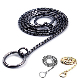 Paslanmaz çelik altın köpek yılan zinciri eğitim Metal P zincir ağır pirinç Choke yaka köpekler için aksesuar - Product Image 2