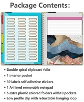 Porte-documents A4 spirale avec clip, organiseur double spirale, bande élastique et boucle de suspension – Idéal pour le bureau et les affaires – En stock – Vente en gros