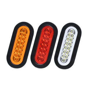 6 "hình bầu dục dẫn dừng lần lượt tín hiệu đuôi ánh sáng <span class=keywords><strong>chrome</strong></span> cao su vòng bên đánh dấu phanh dừng đèn cảnh báo cho xe tải Trailer đuôi đèn - Product Image 1