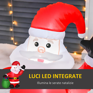 HOMCOM Père Noël Gonflable Lumineux LED Polyester 70x45x120cm avec Souffleur Rouge - Product Image 4