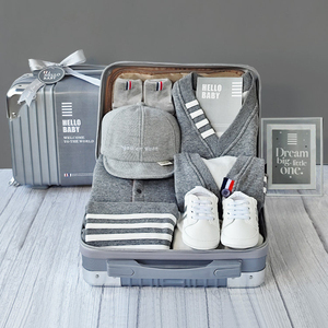 Tutina grigia di alta qualità in stile college per neonati maschi, giacca pieghevole per neonati in confezione <span class=keywords><strong>regalo</strong></span>, idea <span class=keywords><strong>regalo</strong></span> per bambini di un <span class=keywords><strong>anno</strong></span>. - Product Image 2