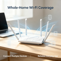 Routeur WiFi 300 Mbps, routeur sans fil 2,4 GHz avec 4 antennes externes, routeur réseau domestique haute vitesse longue portée