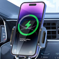 Chargeur de voiture sans fil, support de voiture à fixation automatique sur grille d'aération, charge rapide 15W compatible avec iPhone Samsung Galaxy Google Pixel