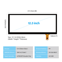 Écran tactile à barre personnalisée de 12.3 pouces Panneau en verre à écran tactile multi-touch PCAP Panneau d'écran tactile capacitif projeté de 12.3 pouces