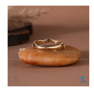 Anillo de media eternidad curvo cruzado para mujer, de oro amarillo, con diamantes apilables, para boda, regalo de aniversario, proveedor mayorista - Product Image 3