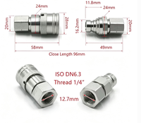 Coupleur rapide hydraulique DN6.3, raccord à face plate, filetage femelle 1/4 pouce, pour mini-excavatrice