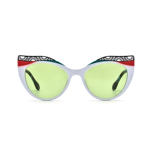 Lunettes de soleil œil de chat, monture turquoise, verres miroir roses, protection UV 100%, pour femmes adultes - Product Image 3