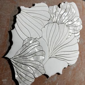 Mosaïque en <span class=keywords><strong>marbre</strong></span> blanc de Carrare et <span class=keywords><strong>marbre</strong></span> noir découpée au jet d'eau avec revêtement auto-adhésif résistant à l'eau - Product Image 4