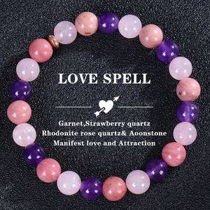 All'ingrosso guarigione granato fragola quarzo rhodocrosite occhio di tigre gemma di cristallo con perline Yoga pietra naturale braccialetto di pietra - Product Image 6