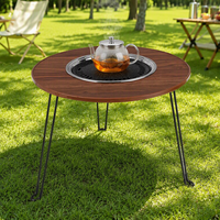 Table de foyer ronde multifonctionnelle, barbecue extérieur, foyer à bois pour le camping, le jardin, la cour, le patio, chauffage