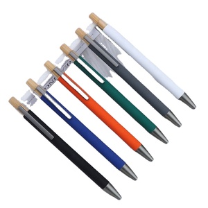 Environmental Friendly High-End Aluminum Metal Rod Ballpoint With Bamboo Wood Cap for Logo Advertising Gift <b>Pen</b> - Product Image 1