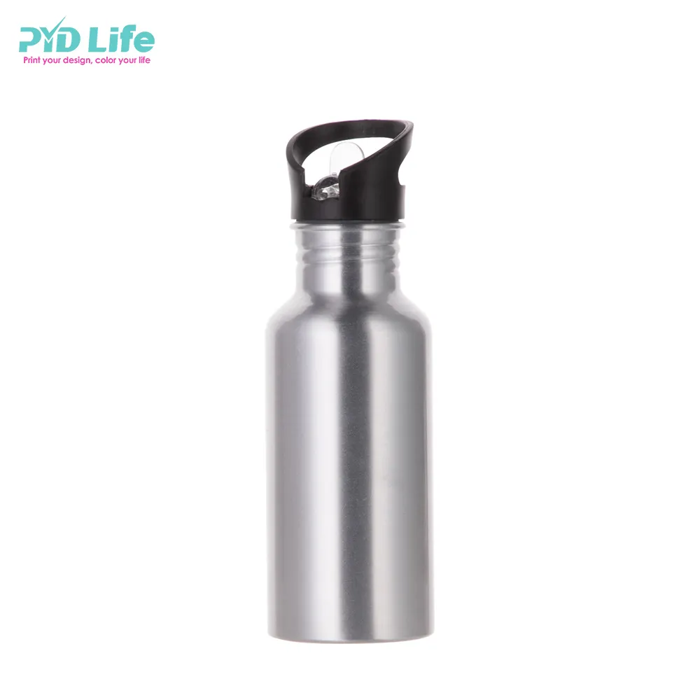PYD Life Wholesale New Product 600ML Sublimation Aluminum Sports Water Bottle with Straw Top
